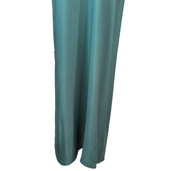 NWOT Boho Gypsy Beach Goddess Green Long Caftan Dress Cover-up V-Neckline & Tie - Picture 5 of 10